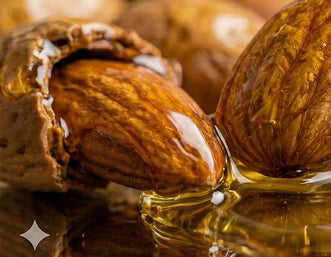 Almond oil source ingredient photography