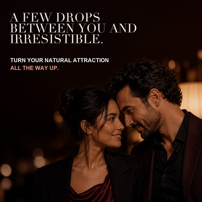 Adult couple illustrating a few drops between you and irresistible.
