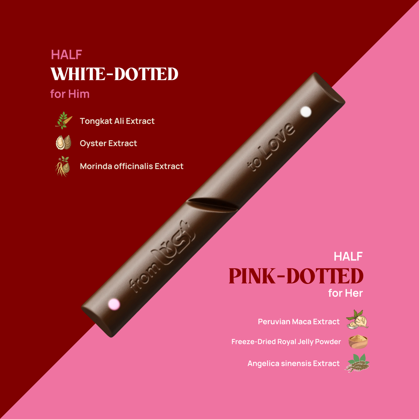 Lust Chocolate two marked halves for him and her