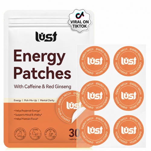Lust Energy Patches pouch and 30 patch supply