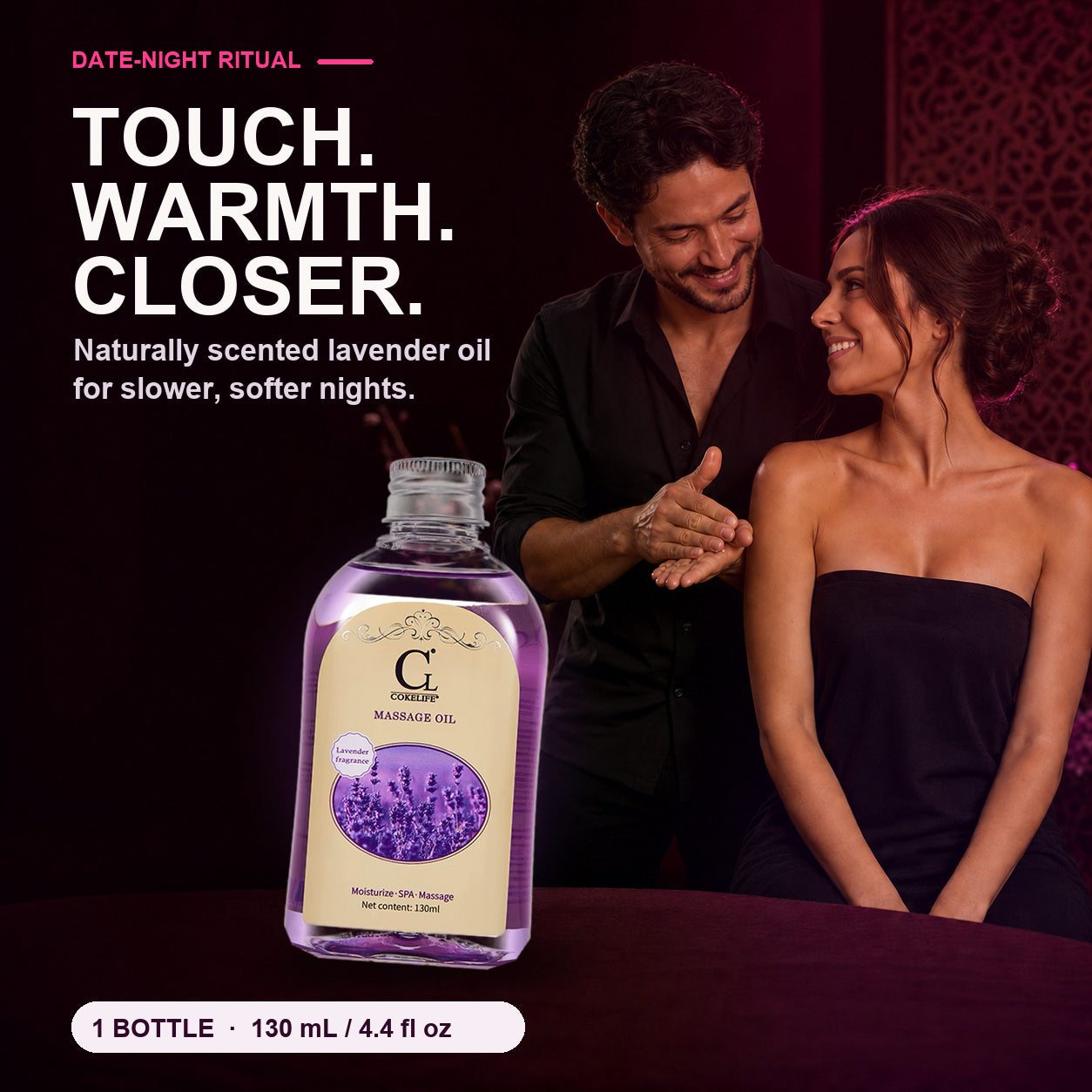 Lust Touch After Dark Lavender Massage Oil, 1 bottle, 130 mL / 4.4 fl oz
