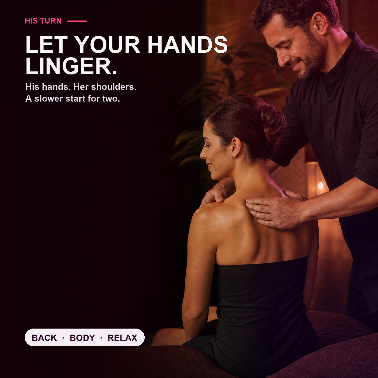 Man giving woman a relaxing shoulder massage