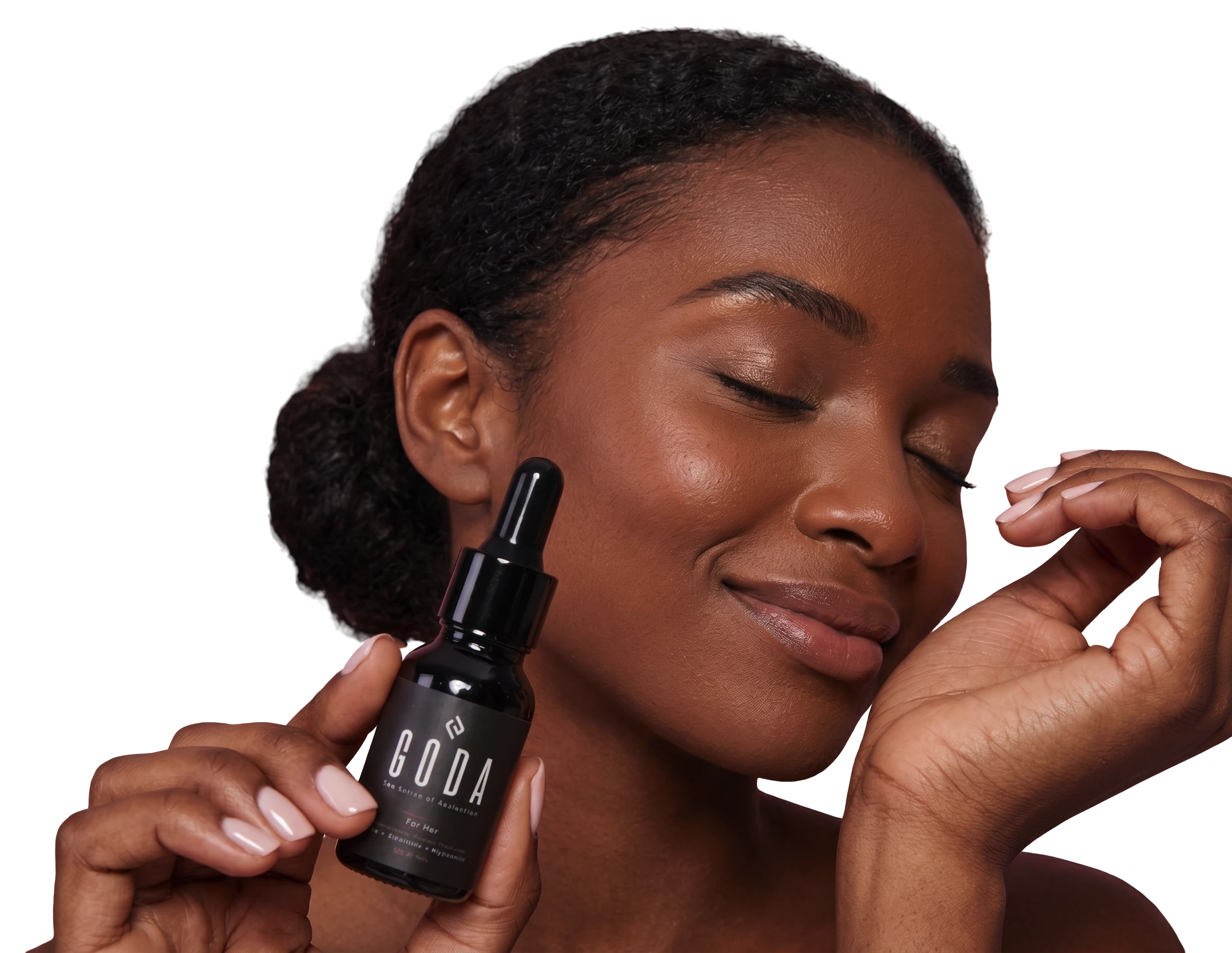 Woman with GODA perfume, temporary source campaign image
